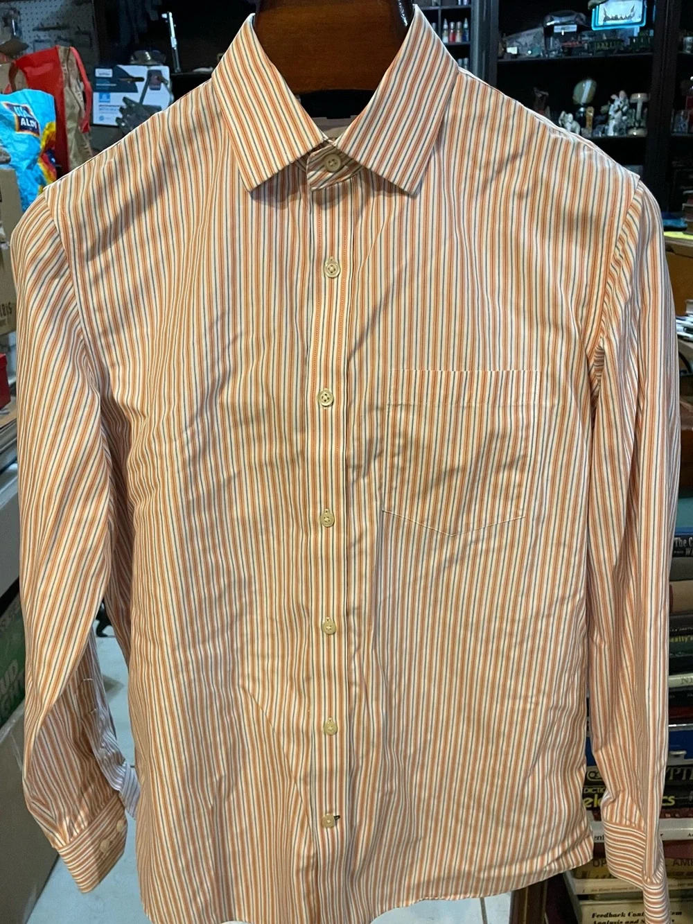 Banana Republic Orange and White Striped Dress Shirt